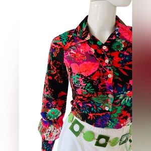 Vintage late 60’s Groovy Cropped Dayglo Top by Lemon Frog for Sears